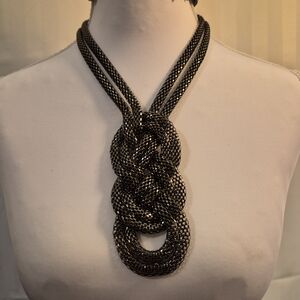 Grayce by Molly Sims Soft Mesh Chain Knot Design Necklace - Gun Metal